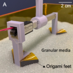 Efficient reciprocating burrowing with anisotropic origami feet